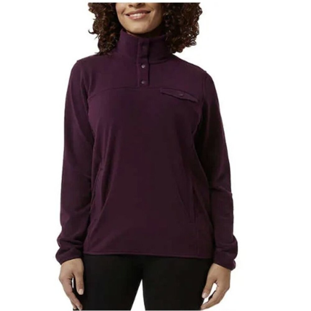 32 Degrees Heat Midweight 1/4 Snap Arctic Fleece Pullover Purple Sweatshirt